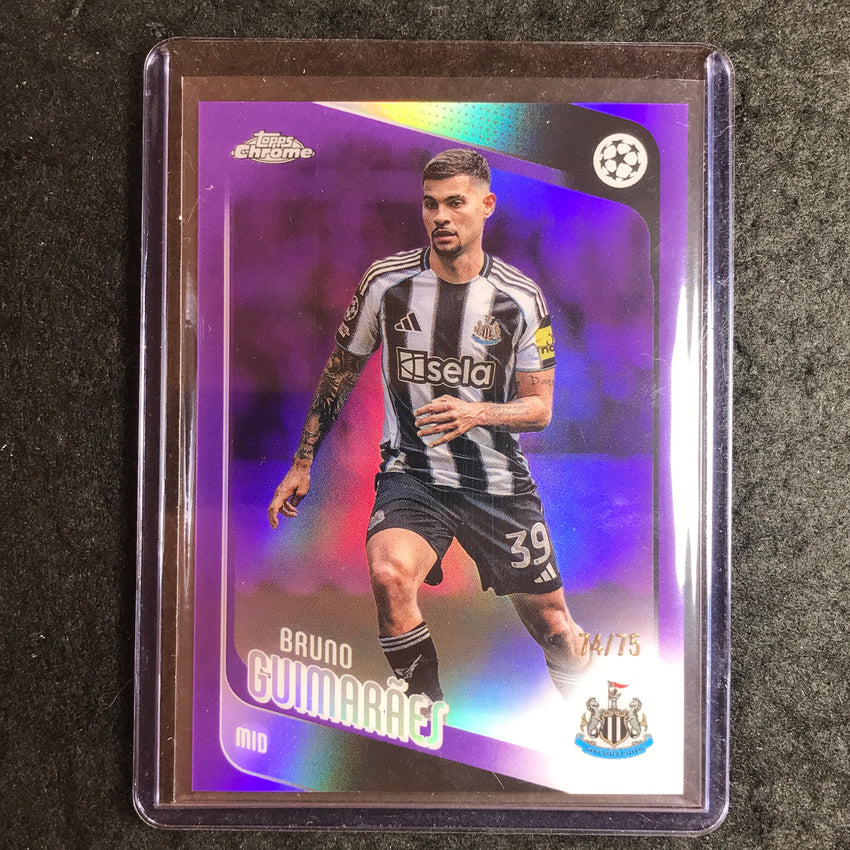 2025-26 Topps Chrome UEFA CC BRUNO GUIMARAES Rookie Purple Refractor 74/75