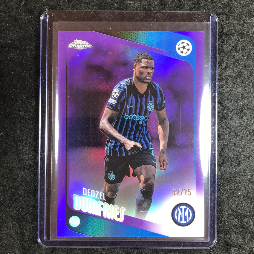 2025-26 Topps Chrome UEFA CC DENZEL DUMFRIES Purple Refractor 32/75