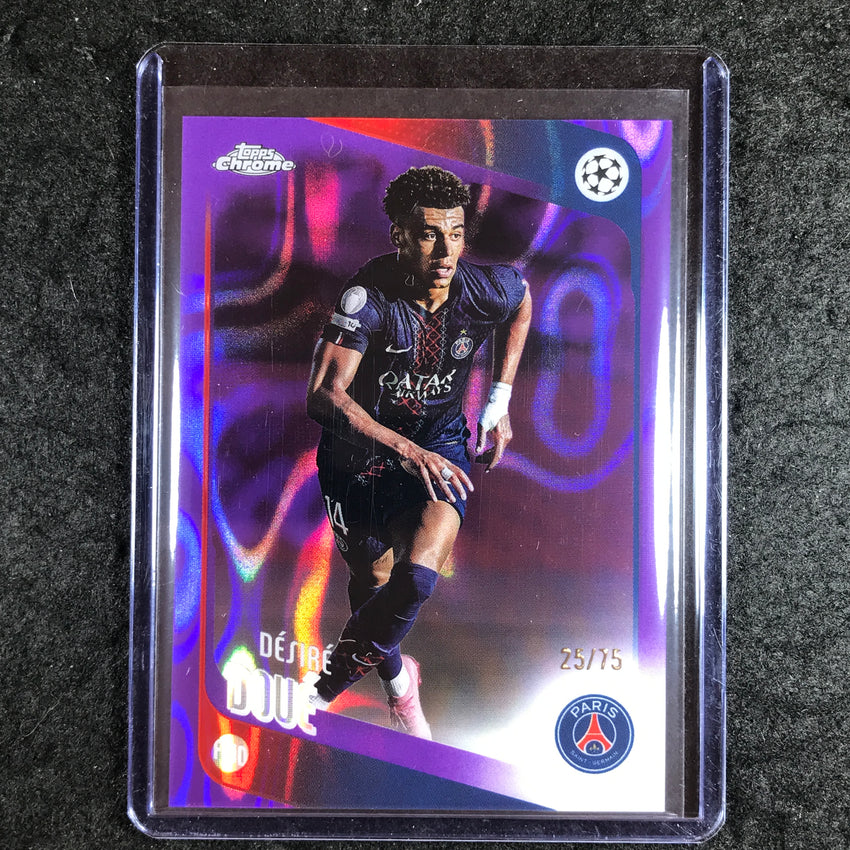 2025-26 Topps Chrome UEFA CC DESIRE DOUE Purple Lava 25/75