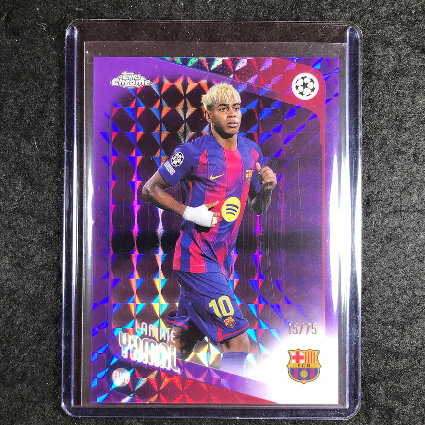 2025-26 Topps Chrome UEFA CC LAMINE YAMAL Purple Geometric 15/75