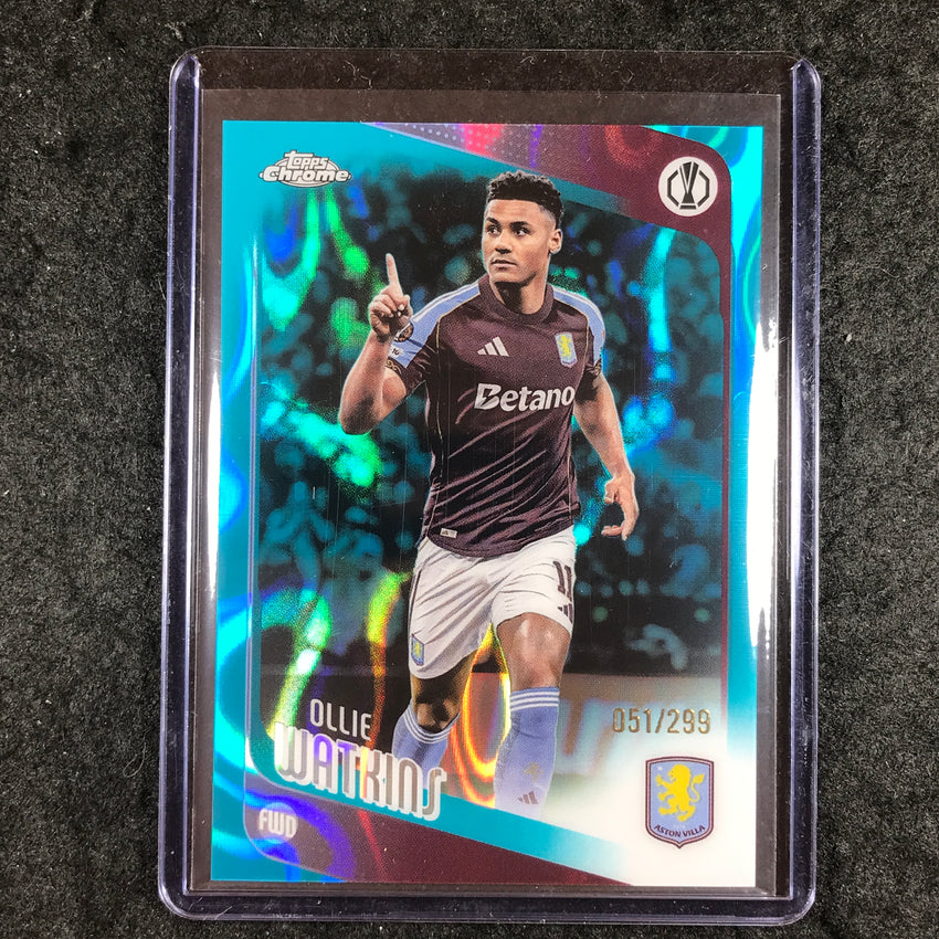 2025-26 Topps Chrome UEFA CC OLLIE WATKINS Teal Lava 51/299