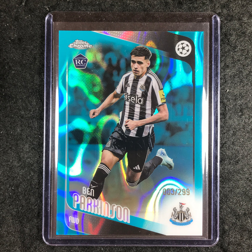 2025-26 Topps Chrome UEFA CC BEN PARKINSON Rookie Teal Lava 3/299