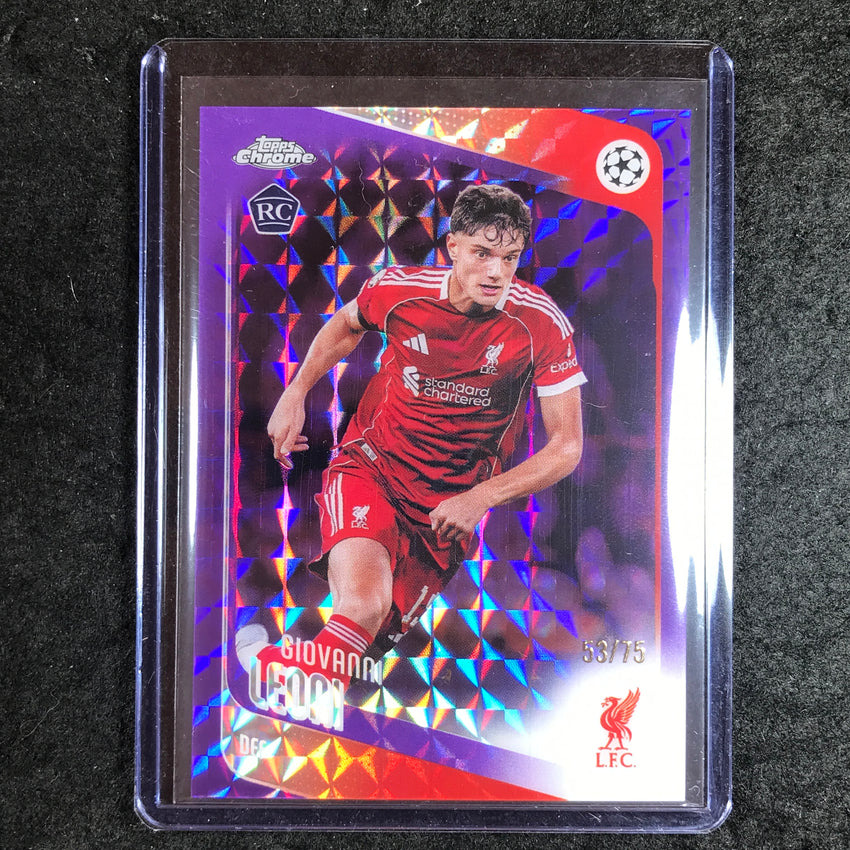 2025-26 Topps Chrome UEFA CC GIOVANNI LEONI Rookie Purple Geometric 53/75