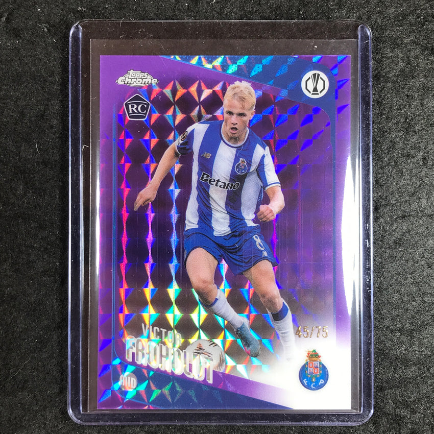 2025-26 Topps Chrome UEFA CC VICTOR FROHOLDT Rookie Purple Geometric 45/75