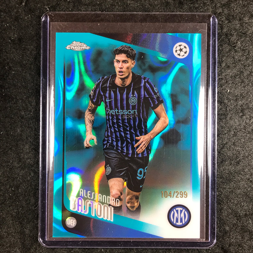 2025-26 Topps Chrome UEFA CC ALESSANDRO BASTONI Teal Lava 104/299