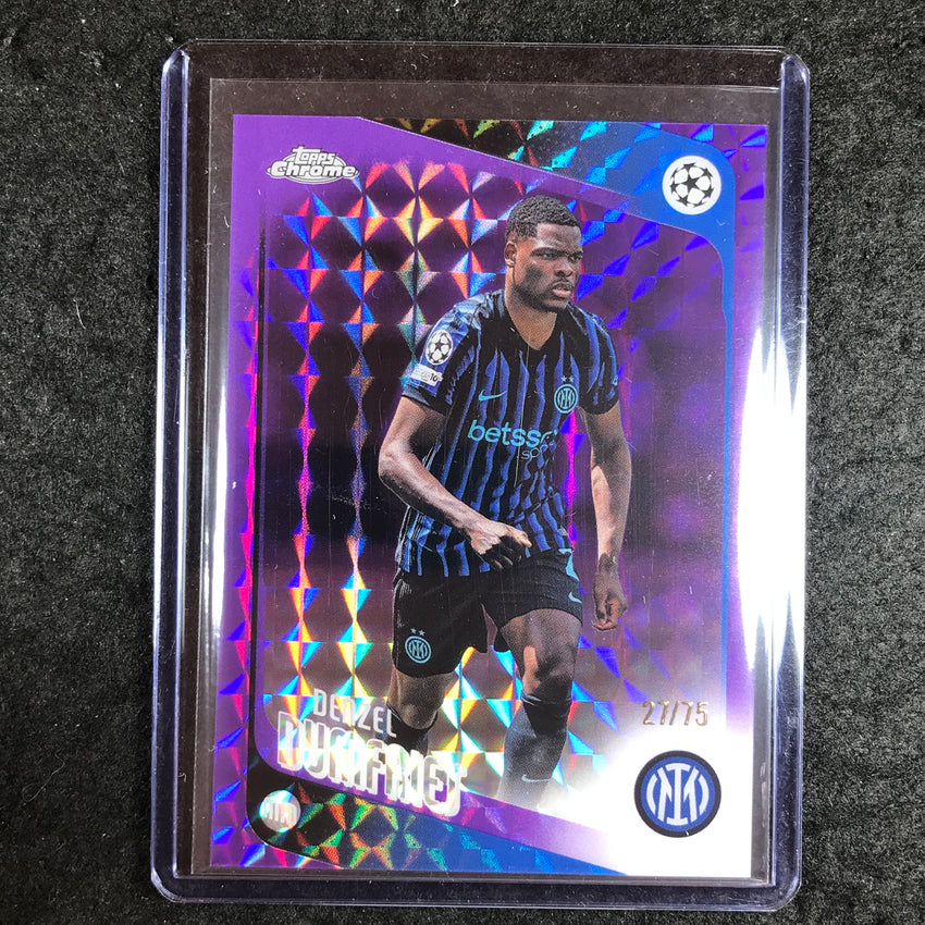 2025-26 Topps Chrome UEFA CC DENZEL DUMFRIES Purple Geometric 27/75