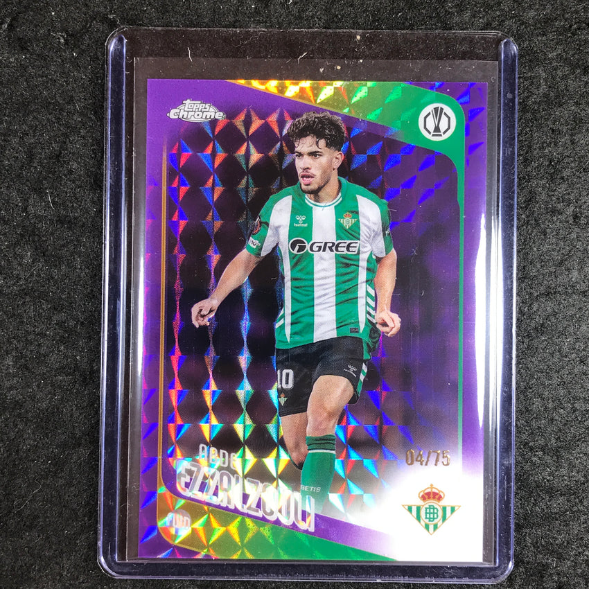 2025-26 Topps Chrome UEFA CC ABDE EZZALZOULI Purple Geometric 4/75