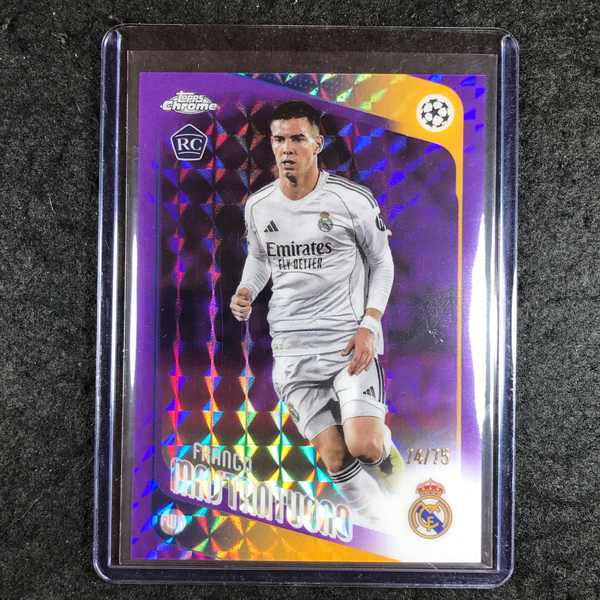 2025-26 Topps Chrome UEFA CC FRANCO MASTANTUONO Rookie Purple Geometric 74/75