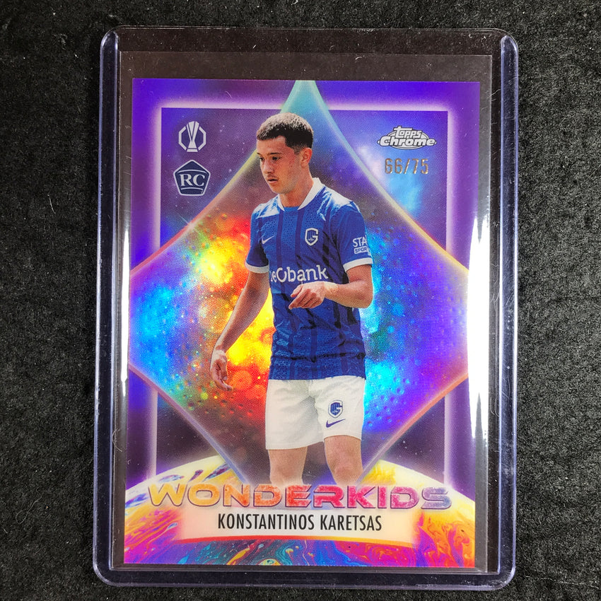 2025-26 Topps Chrome UEFA CC KONSTANTINOS KARETSAS Rookie Wonderkid Purple 66/75