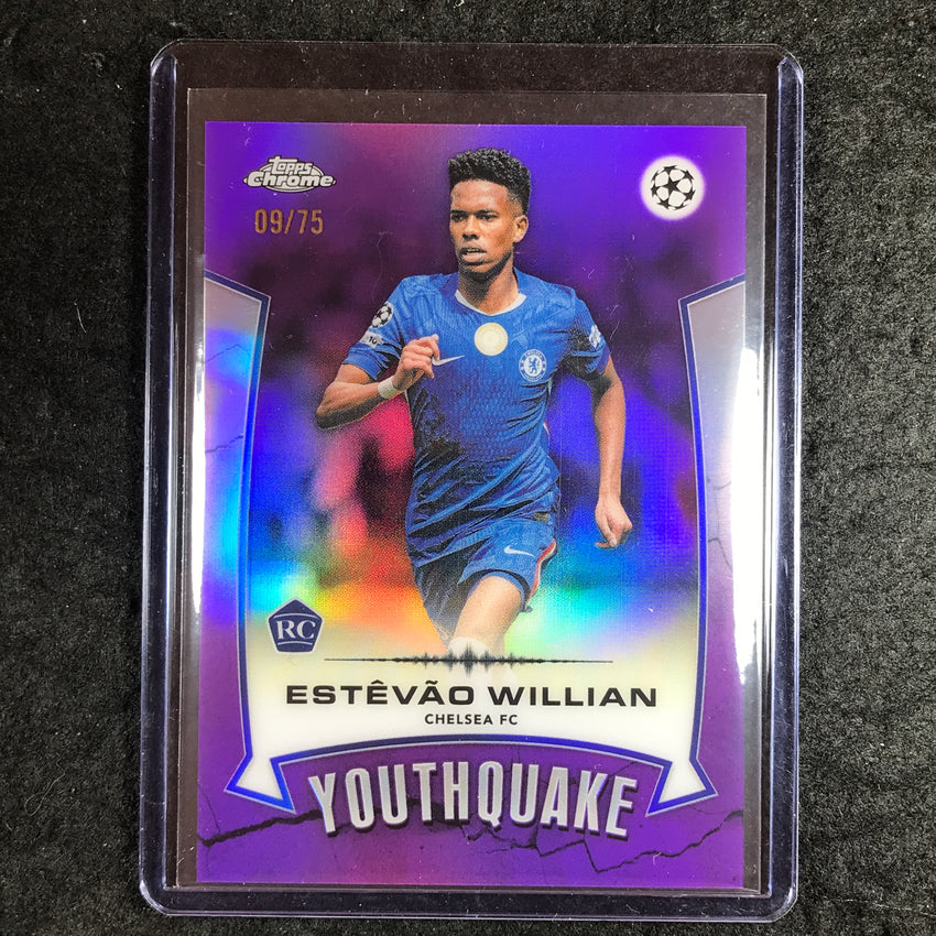 2025-26 Topps Chrome UEFA CC ESTEVAO WILLIAN Youthquake Rookie Purple 9/75