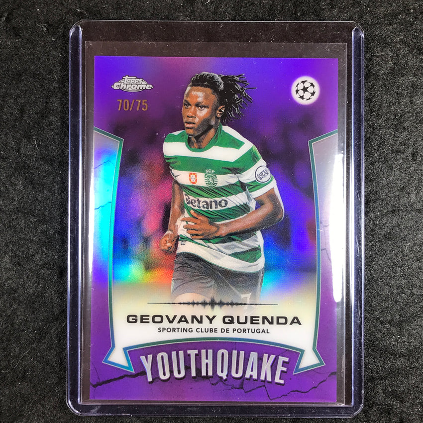 2025-26 Topps Chrome UEFA CC GEOVANY QUENDA Youthquake Purple 70/75