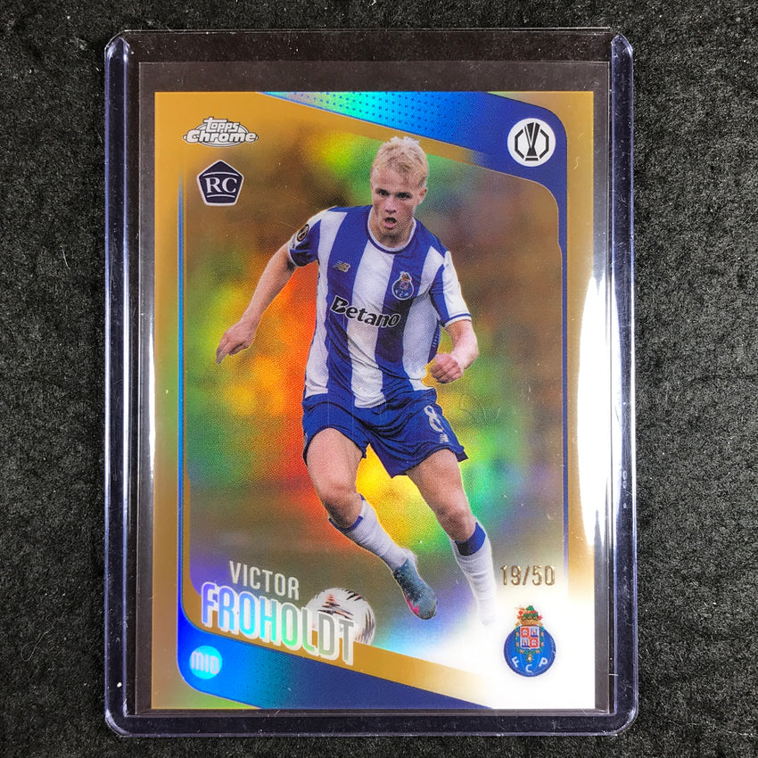 2025-26 Topps Chrome UEFA CC VICTOR FROHOLDT Rookie Gold Refractor 19/50