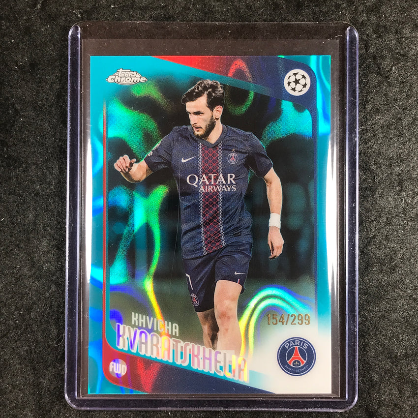 2025-26 Topps Chrome UEFA CC KVICHA KVARATSKHELIA Teal Lava 154/299