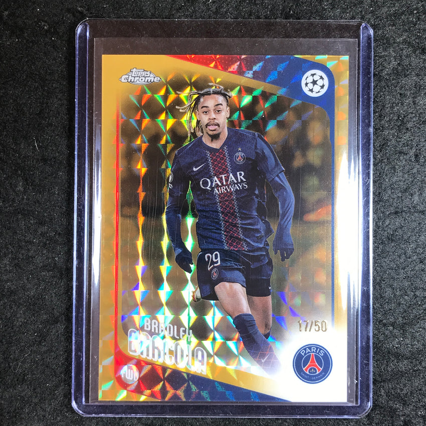 2025-26 Topps Chrome UEFA CC BRADLEY BARCOLA Gold Geometric 17/50