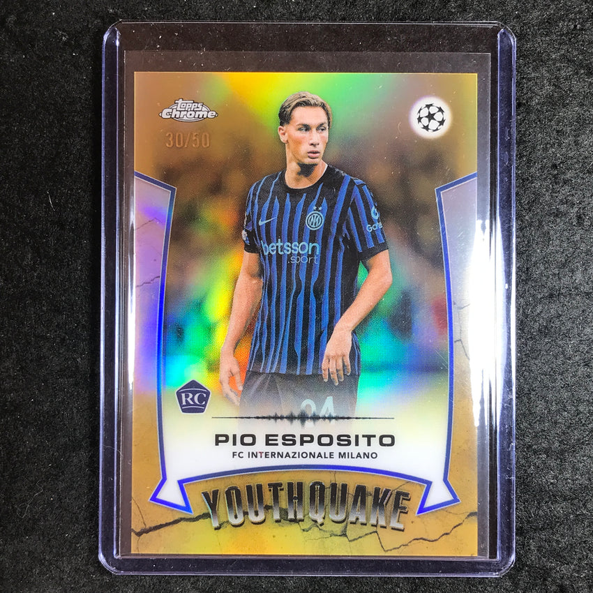 2025-26 Topps Chrome UEFA CC PIO ESPOSITO Youthquake Rookie Gold Refractor 30/50