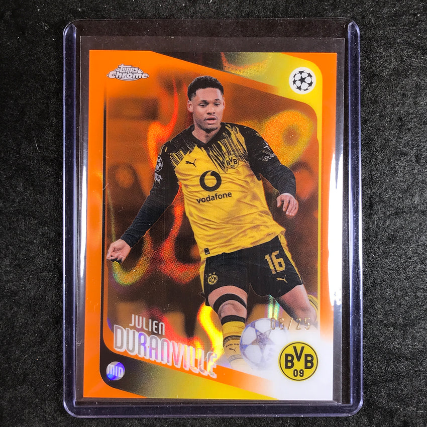 2025-26 Topps Chrome UEFA CC JULIEN DURANVILLE Orange Lava 6/25