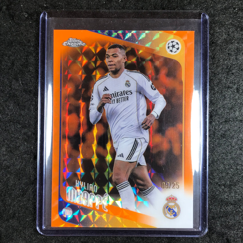 2025-26 Topps Chrome UEFA CC KYLIAN MBAPPE Orange Geometric 9/25