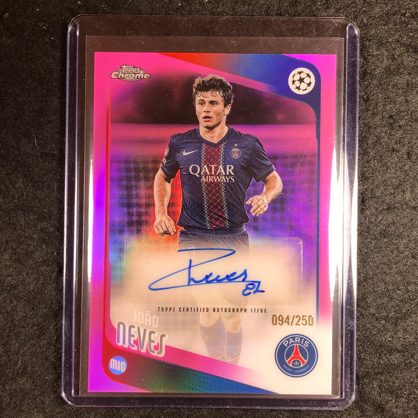 2025-26 Topps Chrome UEFA CC JOAO NEVES Chrome Auto Pink Refractor 94/250