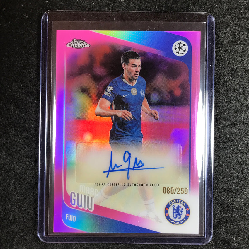 2025-26 Topps Chrome UEFA CC MARC GUIU Chrome Auto Pink Refractor 80/250