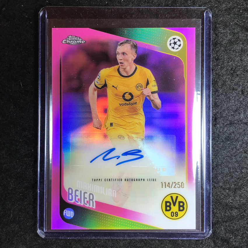 2025-26 Topps Chrome UEFA CC MAXIMILIAN BEIER Chrome Auto Pink Refractor 114/250