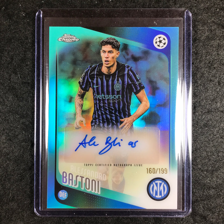 2025-26 Topps Chrome UEFA CC ALESSANDRO BASTONI Auto Aqua Refractor 160/199