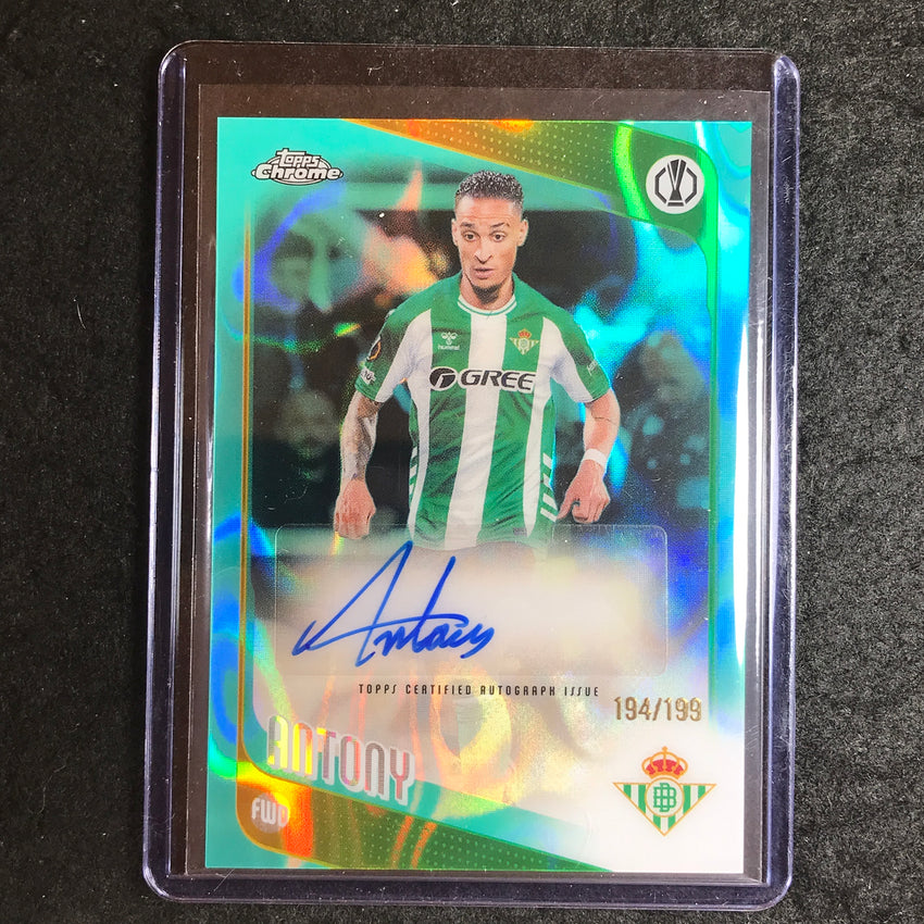 2025-26 Topps Chrome UEFA CC ANTONY Chrome Auto Aqua Lava 194/199