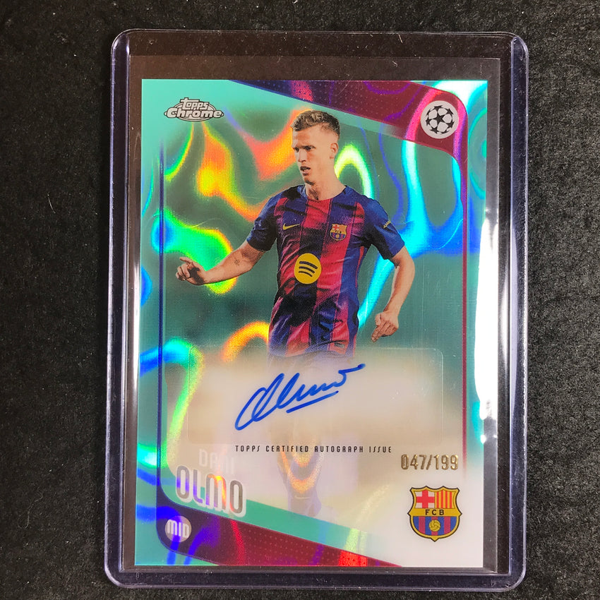 2025-26 Topps Chrome UEFA CC DANI OLMO Chrome Auto Aqua Lava 47/199