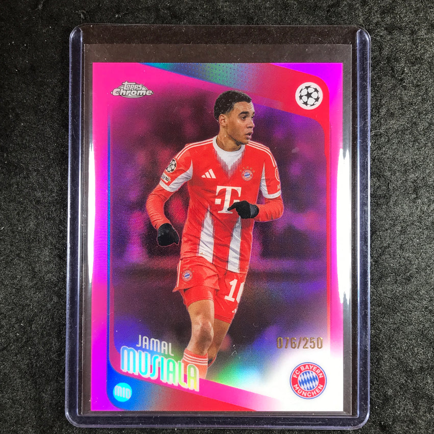 2025-26 Topps Chrome UEFA CC JAMAL MUSIALA Pink Refractor 76/250