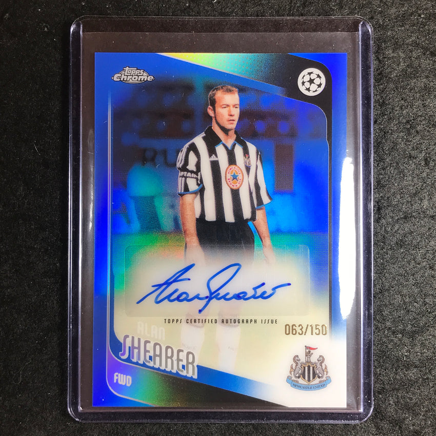 2025-26 Topps Chrome UEFA CC ALAN SHEARER Legends Auto Blue Refractor 63/150