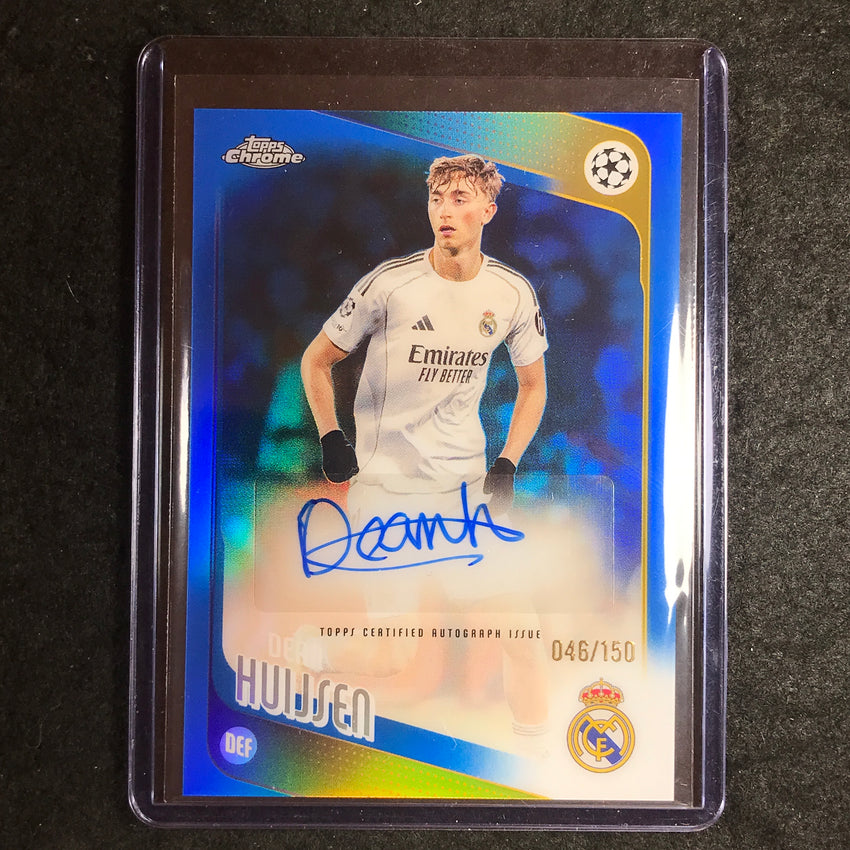 2025-26 Topps Chrome UEFA CC DEAN HUIJSEN Chrome Auto Blue Refractor 46/150