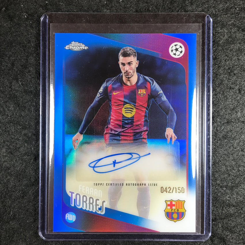 2025-26 Topps Chrome UEFA CC FERRAN TORRES Chrome Auto Blue Refractor 42/150