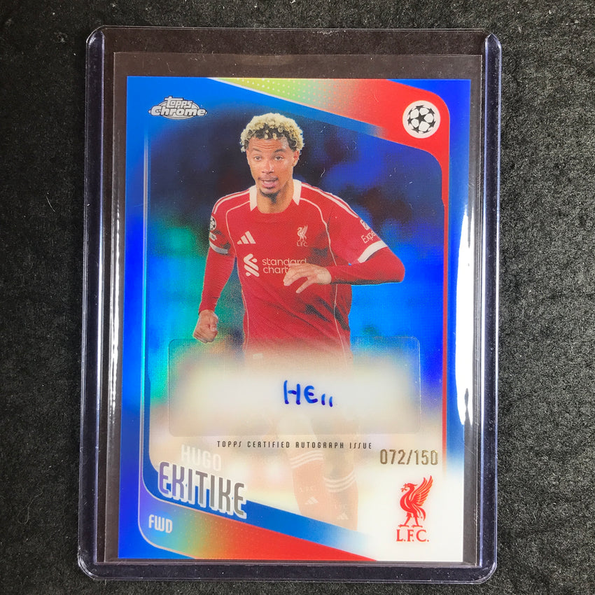 2025-26 Topps Chrome UEFA CC HUGO EKITIKE Chrome Auto Blue Refractor 72/150
