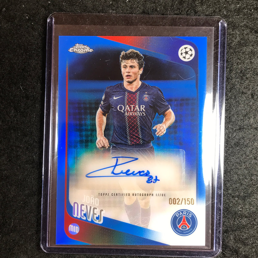 2025-26 Topps Chrome UEFA CC JOAO NEVES Chrome Auto Blue Refractor 2/150