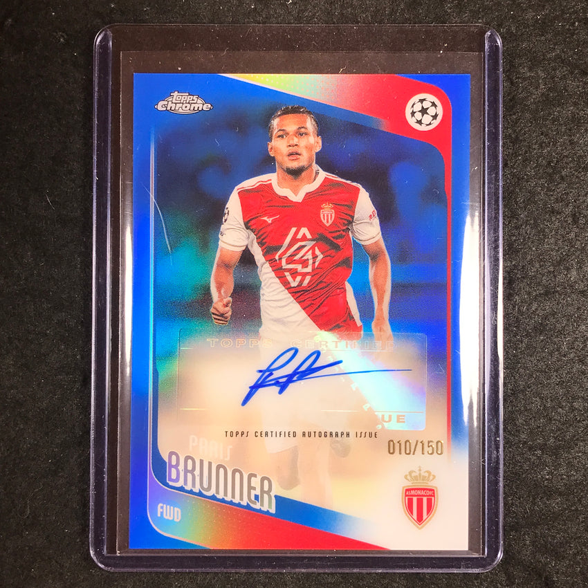 2025-26 Topps Chrome UEFA CC PARIS BRUNNER Chrome Auto Blue Refractor 10/150