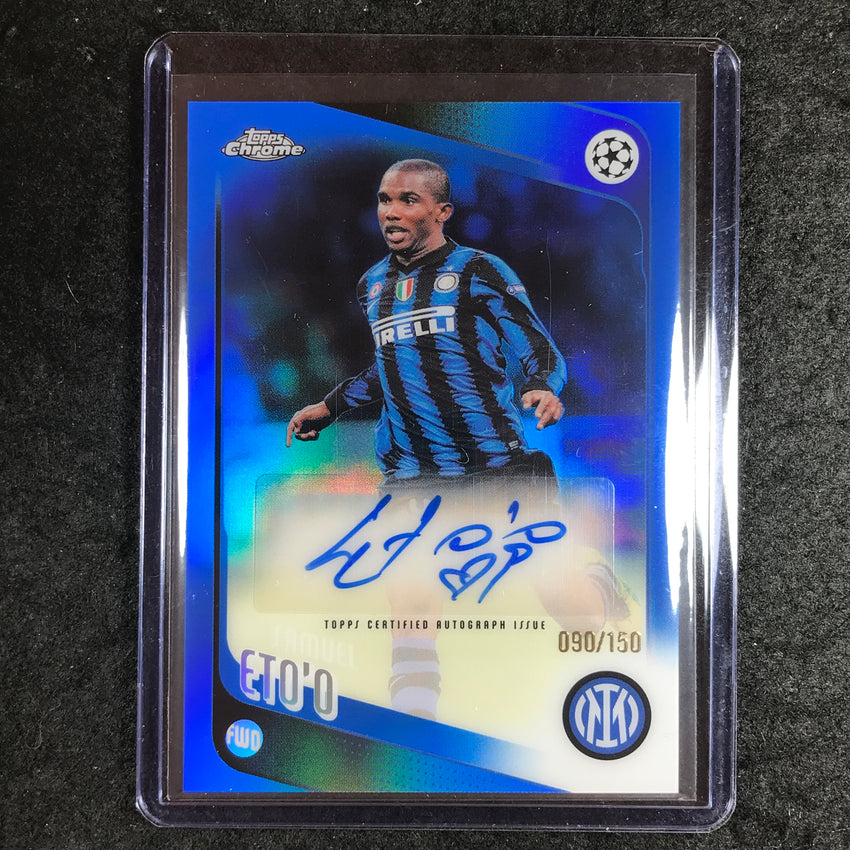 2025-26 Topps Chrome UEFA CC ETO'O Legends Auto Blue Refractor 90/150