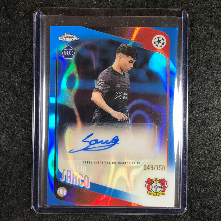 2025-26 Topps Chrome UEFA CC ALEJO SARCO Rookie Auto Blue Lava 49/150