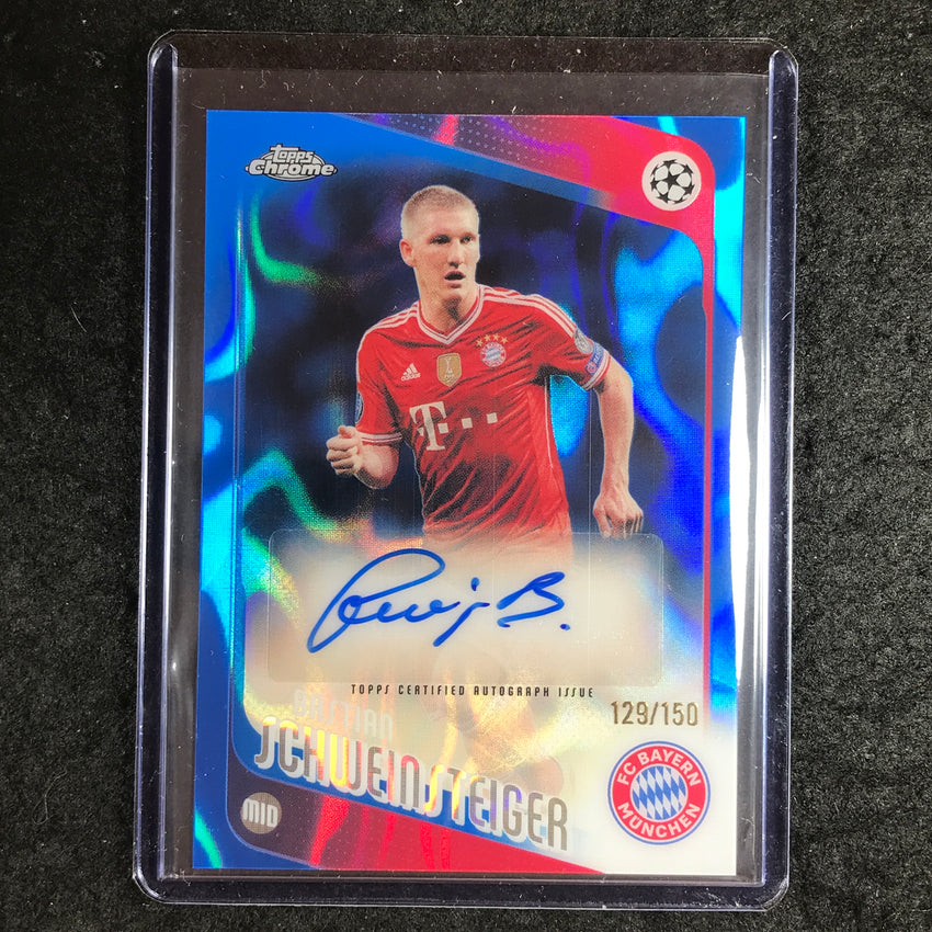 2025-26 Topps Chrome UEFA CC BASTIAN SCHWEINSTEIGER Auto Blue Lava 129/150