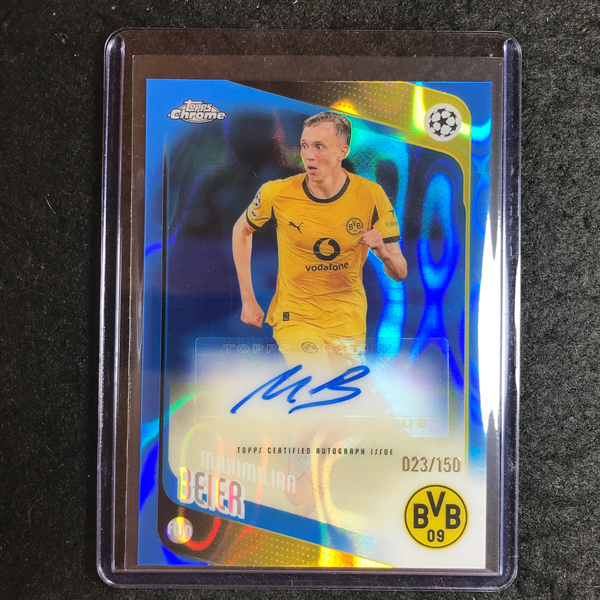2025-26 Topps Chrome UEFA CC MAXIMILIAN BEIER Chrome Auto Blue Lava 23/150