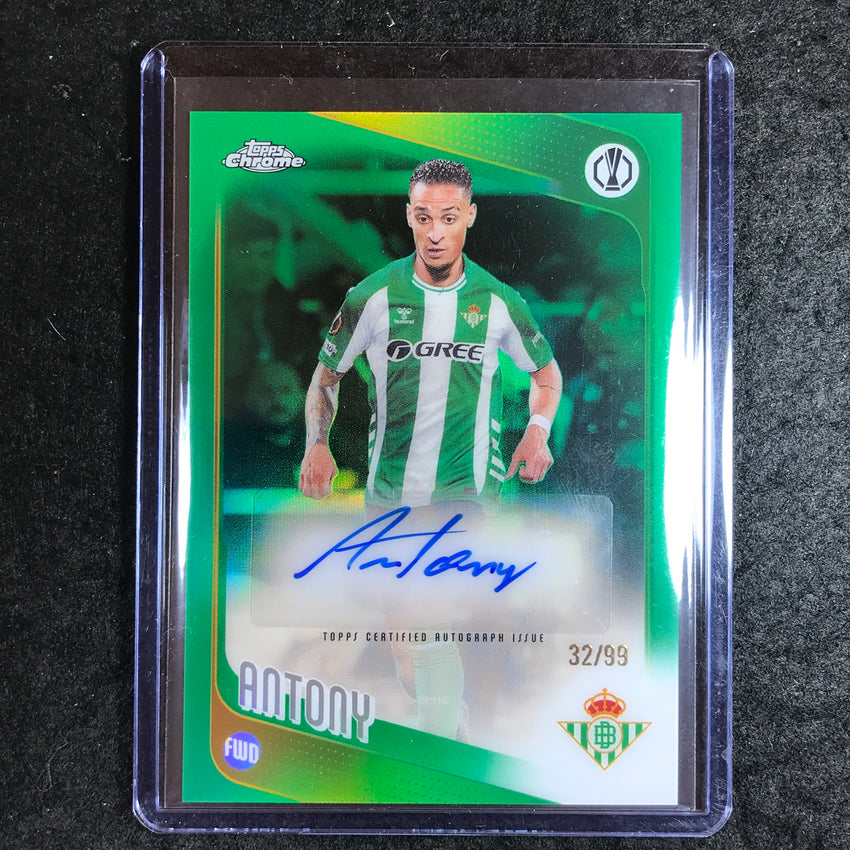2025-26 Topps Chrome UEFA CC ANTONY Chrome Auto Green Refractor 32/99