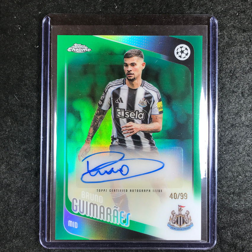 2025-26 Topps Chrome UEFA CC BRUNO GUIMARAES Chrome Auto Green Refractor 40/99