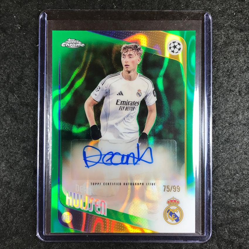 2025-26 Topps Chrome UEFA CC DEAN HUIJSEN Chrome Auto Green Lava 75/99