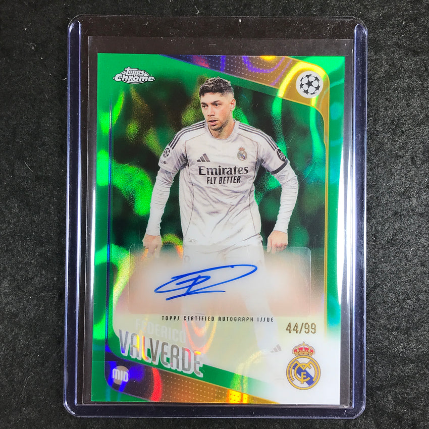 2025-26 Topps Chrome UEFA CC FEDERICO VALVERDE Chrome Auto Green Lava 44/99