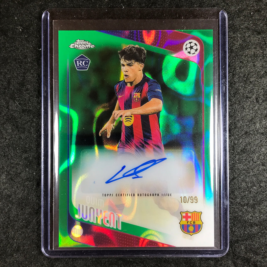 2025-26 Topps Chrome UEFA CC QUIM JUNYENT Rookie Auto Green Lava 10/99