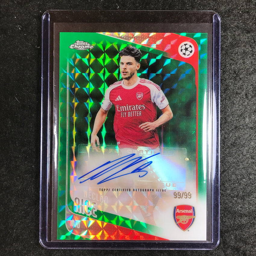 2025-26 Topps Chrome UEFA CC DECLAN RICE Chrome Auto Green Green Geometric 99/99