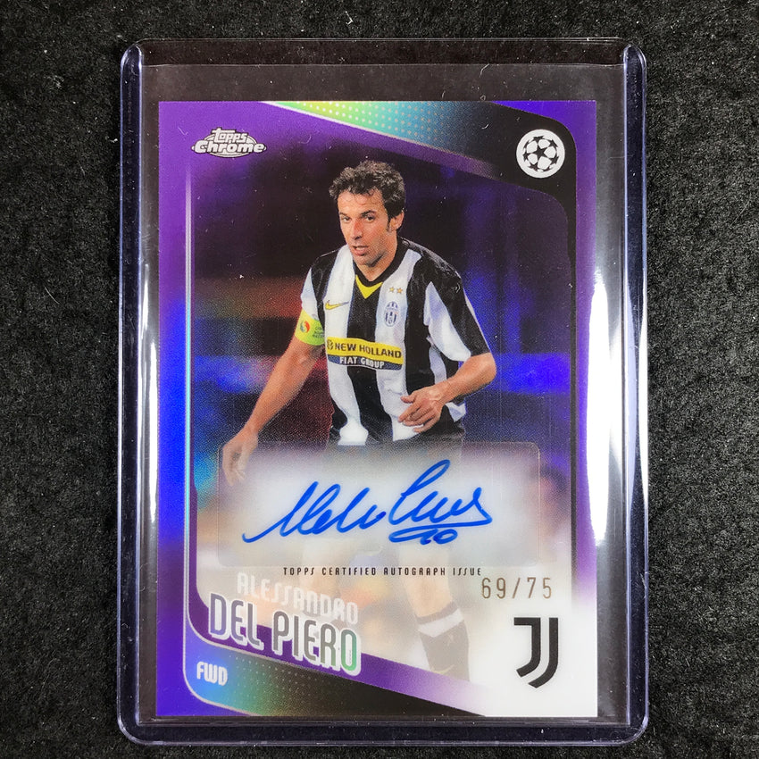 2025-26 Topps Chrome UEFA CC ALESSANDRO DEL PIERO Legends Auto Purple 69/75