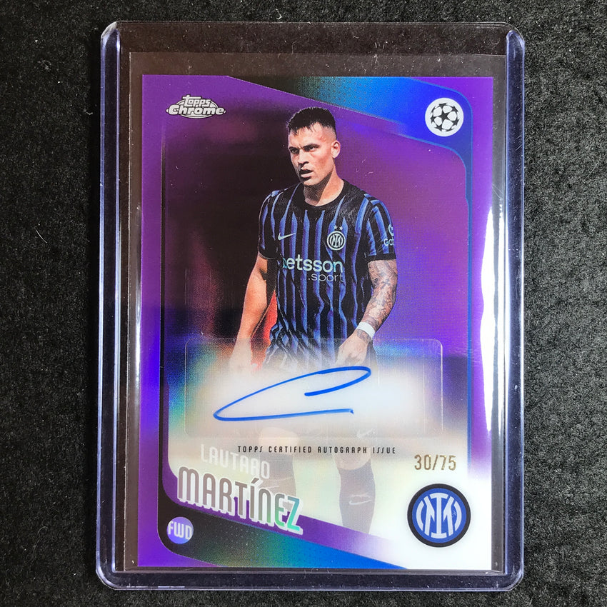 2025-26 Topps Chrome UEFA CC LAUTARO MARTINEZ Chrome Auto Purple Refractor 30/75