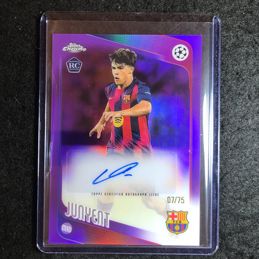2025-26 Topps Chrome UEFA CC QUIM JUNYENT Rookie Auto Purple Refractor 7/75
