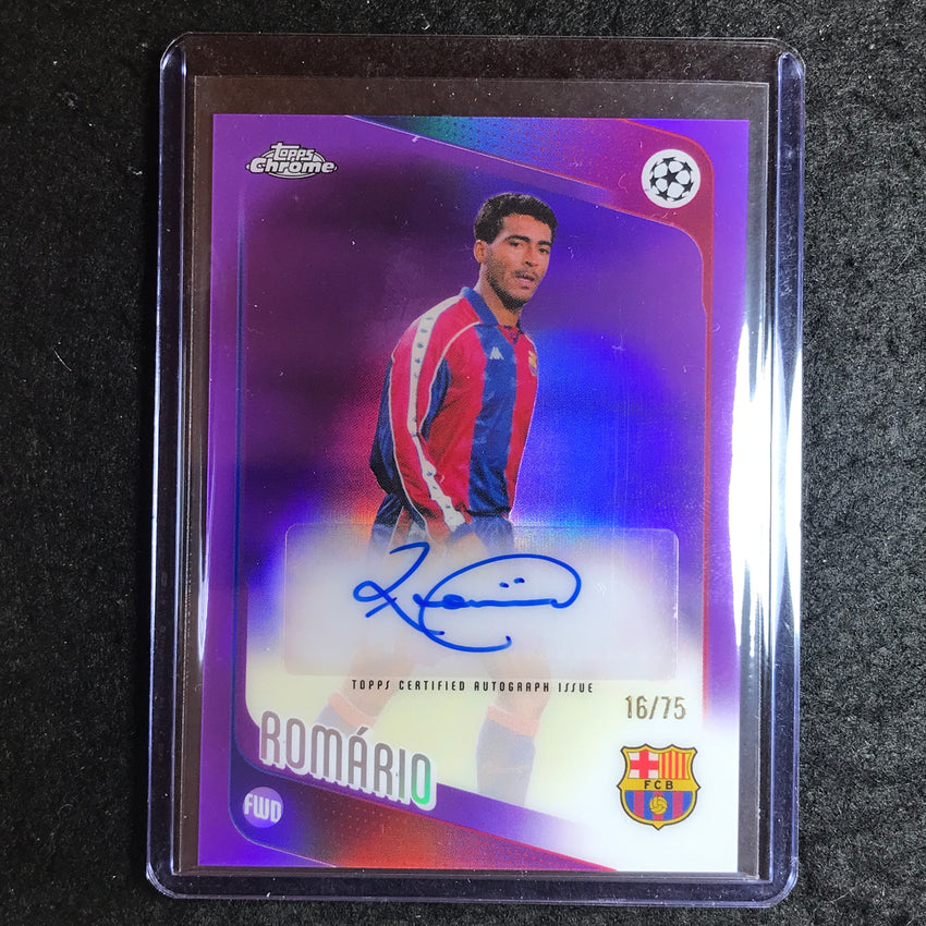 2025-26 Topps Chrome UEFA CC ROMARIO Legends Auto Purple Refractor 16/75