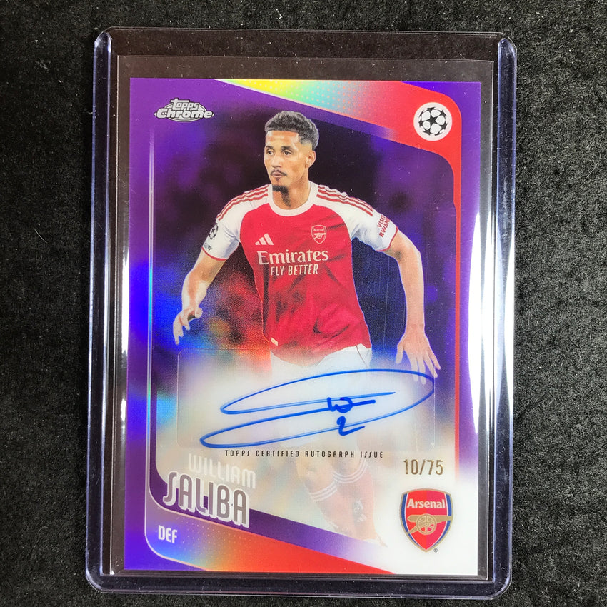 2025-26 Topps Chrome UEFA CC WILLIAM SALIBA Chrome Auto Purple Refractor 10/75