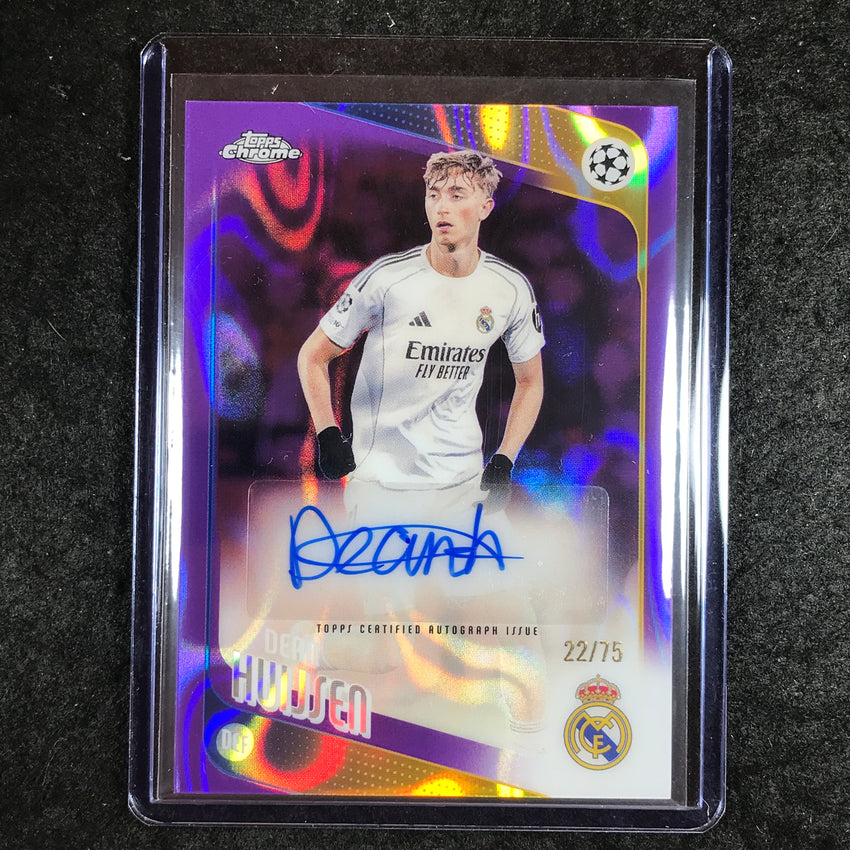 2025-26 Topps Chrome UEFA CC DEAN HUIJSEN Chrome Auto Purple Lava 22/75